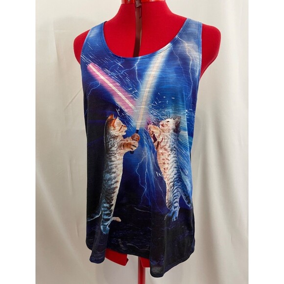 Unbranded Tops - CAT Wars stars planet light saber battle tank pun cute funny Rebel Large top